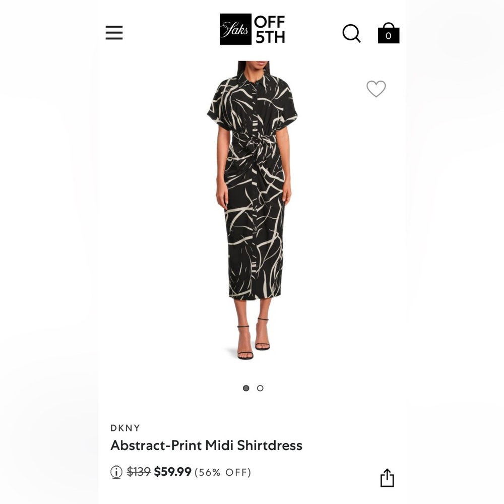 DKNY Black & White Midi Dress